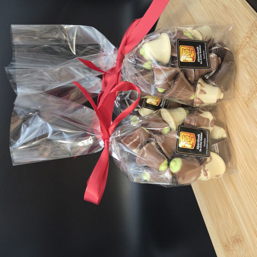 Afbeelding van Kerstklokjes praline en caramel 200 gram